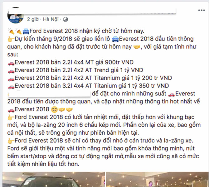 Mở đặt cọc Ford Everest 2018 tại Việt Nam giá từ 900 triệu đồng 2