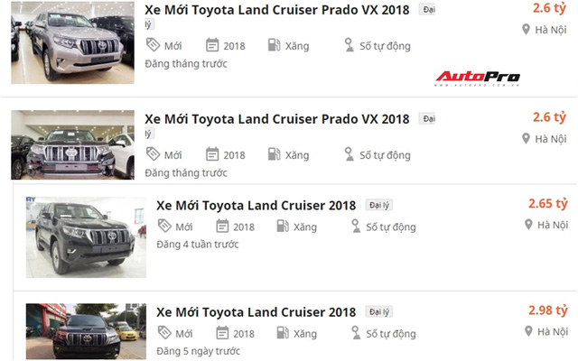 Toyota Land Cruiser Prado 2018 chênh giá hơn nửa tỷ đồng dịp Tết 2